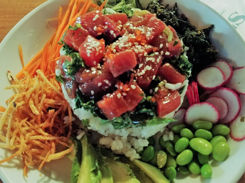 The poke bowl at Stir is among the most-popular entrees on the lunch and dinner menu. (Photo by Anne Braly)