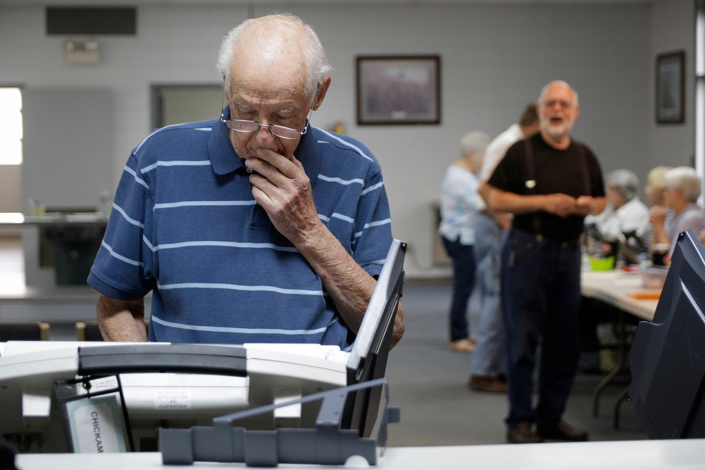 James Jordan votes at the Chickamauga Civic Center on Tuesday, May 22, 2018, in Chickamauga, Ga. Turnout was steady at the polling place for Georgia's Tuesday primary election.