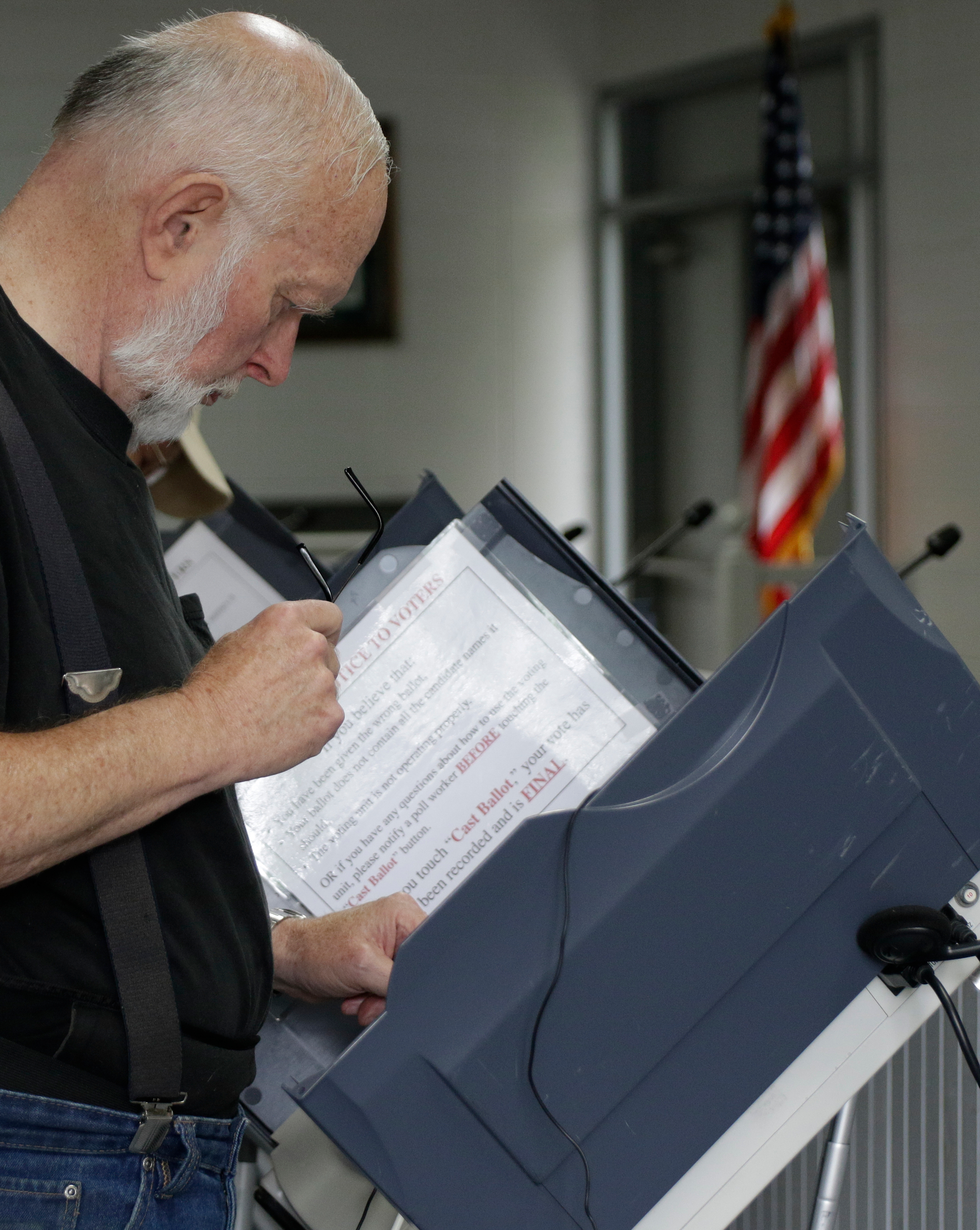 Greg Carpenter votes at the Chickamauga Civic Center on Tuesday, May 22, 2018, in Chickamauga, Ga. Turnout was steady at the polling place for Georgia's Tuesday primary election.