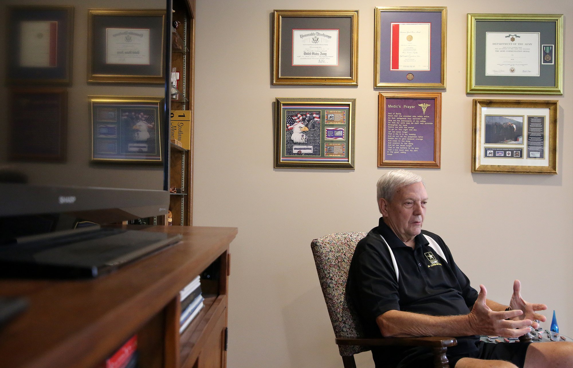 Philip George Garver talks about serving in the Vietnam War Wednesday, October 17, 2018 in Collegedale, Tennessee. Garver was a conscientious objector, who served as a medic and refused to carry a gun.