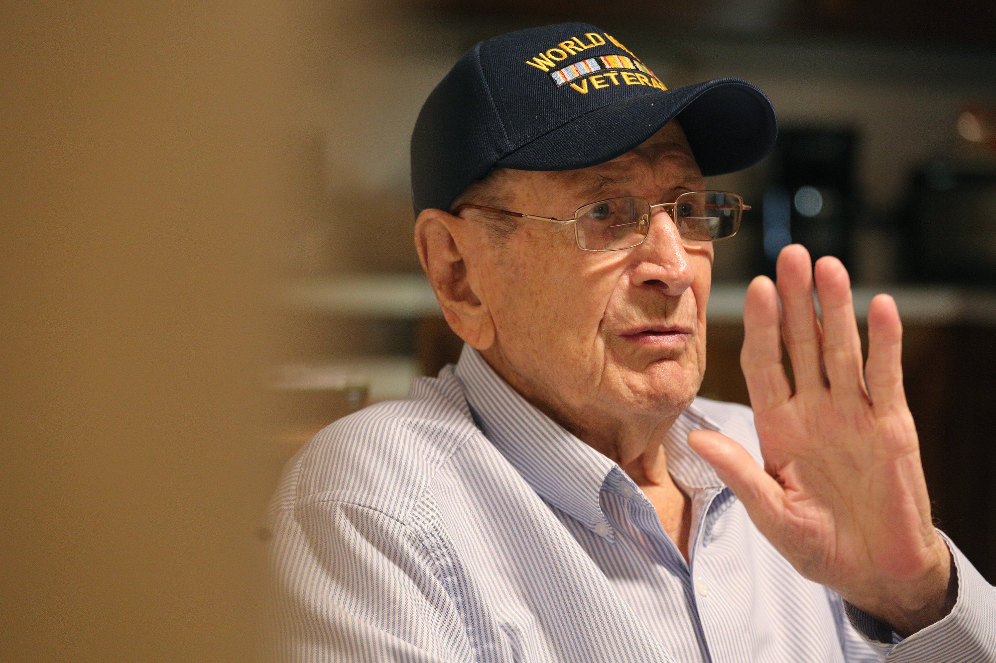 Ralph Painter talks about being fired upon while training for the Normandy Invasion during an interview Monday, October 15, 2018 at his home in East Brainerd, Tennessee. Painter was a staff sergeant in the Battery B in the 87th Armored Field Artillery Battalion.