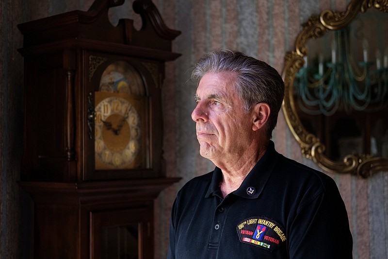 Veteran Stanley Disorda poses for a portrait in his home on Thursday, Oct. 11, 2018, in Chattanooga, Tenn. Disorda served in the U.S. Army's 196th Light Infantry Brigade in Vietnam and in the Gulf War with the Tennessee National Guard.