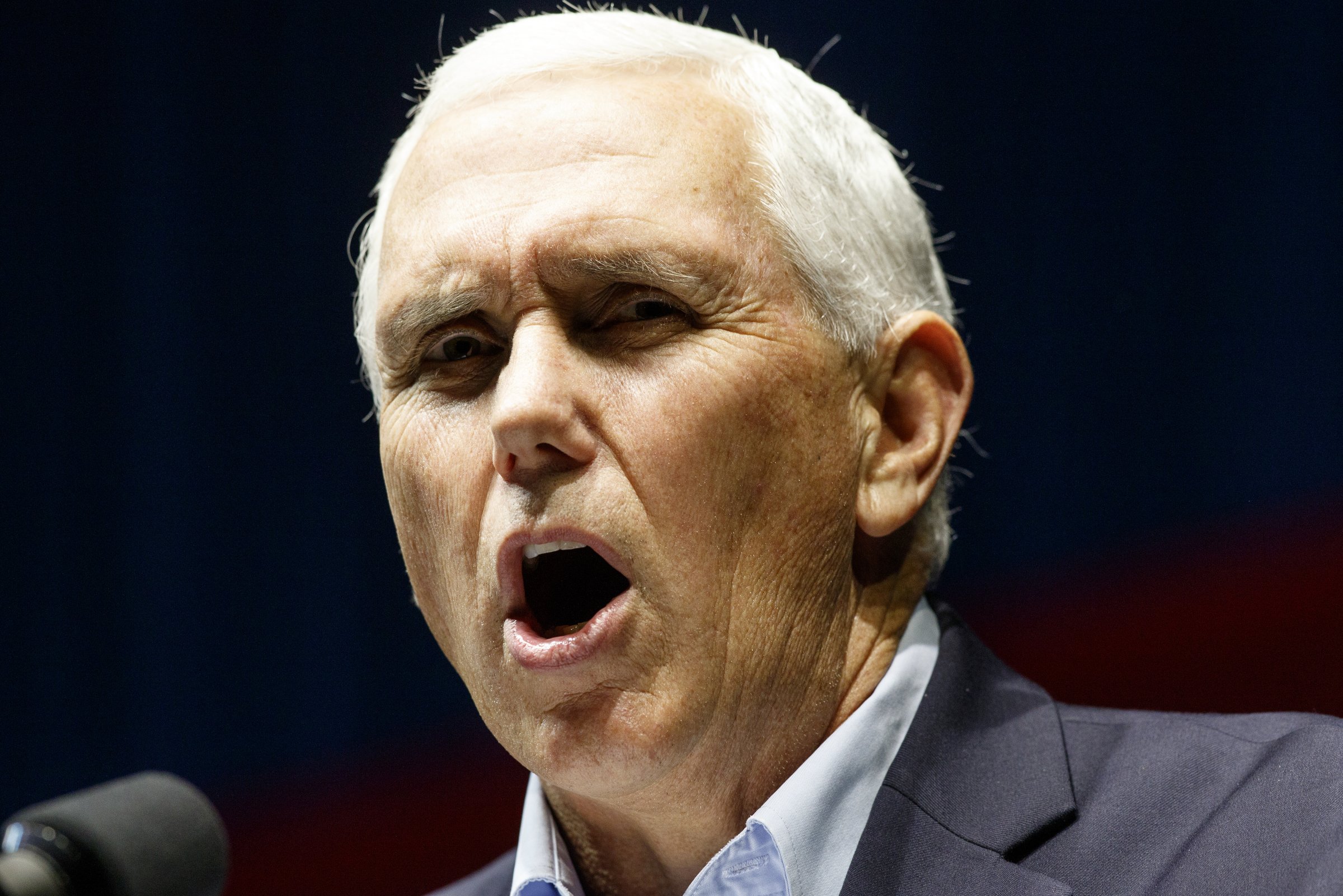Vice President Mike Pence speaks during a "Get Out The Vote" rally while stumping for Republican gubernatorial candidate Brian Kemp at the Dalton Convention Center on Thursday, Nov. 1, 2018 in Dalton, Ga. Republican Brian Kemp is facing off against Democrat Stacey Abrams for governor in Georgia.