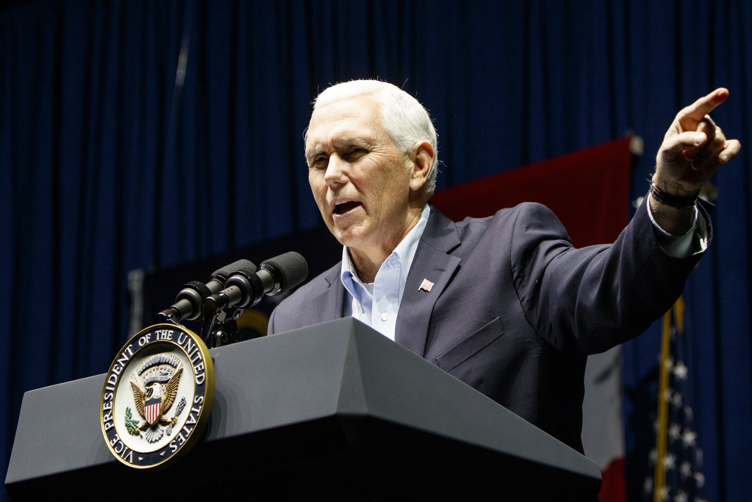 Vice President Mike Pence speaks during a "Get Out The Vote" rally while stumping for Republican gubernatorial candidate Brian Kemp at the Dalton Convention Center on Thursday, Nov. 1, 2018 in Dalton, Ga. Republican Brian Kemp is facing off against Democrat Stacey Abrams for governor in Georgia.
