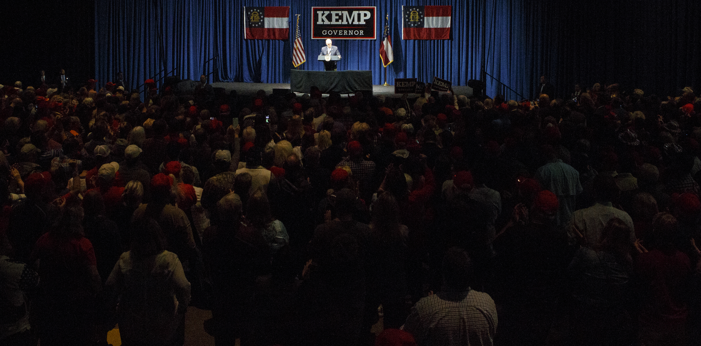 Vice President Mike Pence speaks during a "Get Out The Vote" rally while stumping for Republican gubernatorial candidate Brian Kemp at the Dalton Convention Center on Thursday, Nov. 1, 2018 in Dalton, Ga. Republican Brian Kemp is facing off against Democrat Stacey Abrams for governor in Georgia.