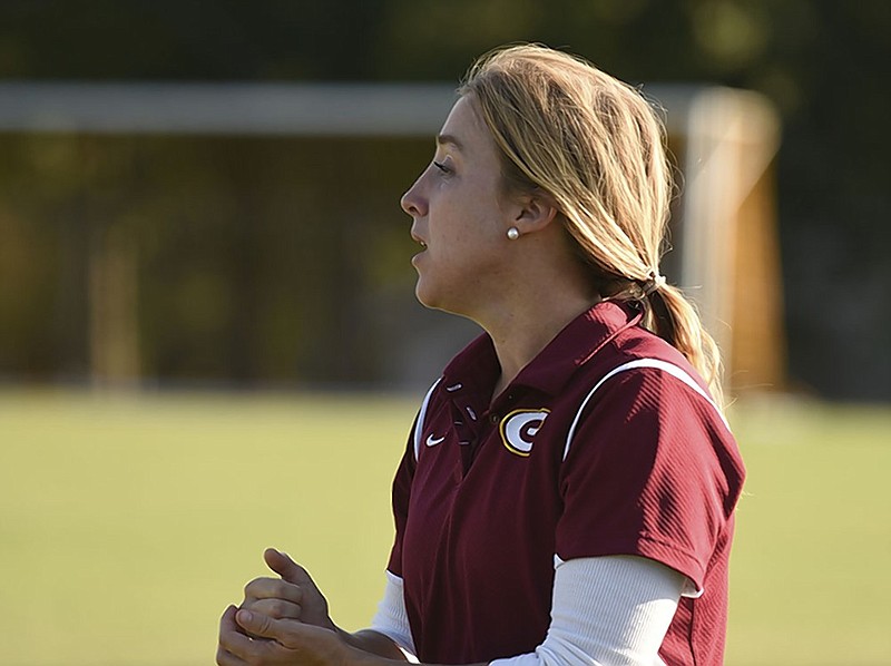 Gretchen Hammel, shown coaching the Grace Academy girls' soccer team in September 2015, will head up the new professional women's soccer team being started by the Chattanooga Red Wolves Soccer Club. Hammel previously played for the Chattanooga Football Club's women's team and later became general manager of the CFC women.