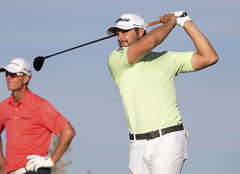 Peter Uihlein tees off on the 18th hole at TPC Summerlin in Las Vegas on Friday during the second round of the Shriners Hospitals for Children Open.