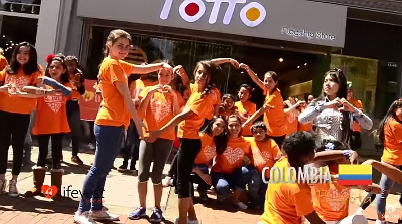 Flash mobbers in Colombia participate in the 2016 Dance for Kindness. This year, Rossville is taking part in the worldwide event for the first time. Dancers will head to the Rossville Athletic Center Sunday, Nov. 11. (Photo from Life Vest Inside video "Dance for Kindness 2016 Worldwide Montage")