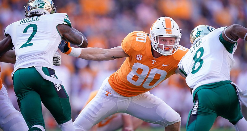 Tennessee's Eli Wolf blocks on a kick return during the Vols' home game against Charlotte last November.