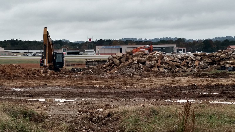 The site of the former Tennessee Air National Guard hangar has been demolished and the airport is preparing the site for a new hangar and parking facilities, pending approval of the Chattanooga/Hamilton County Regional Planning Commission.