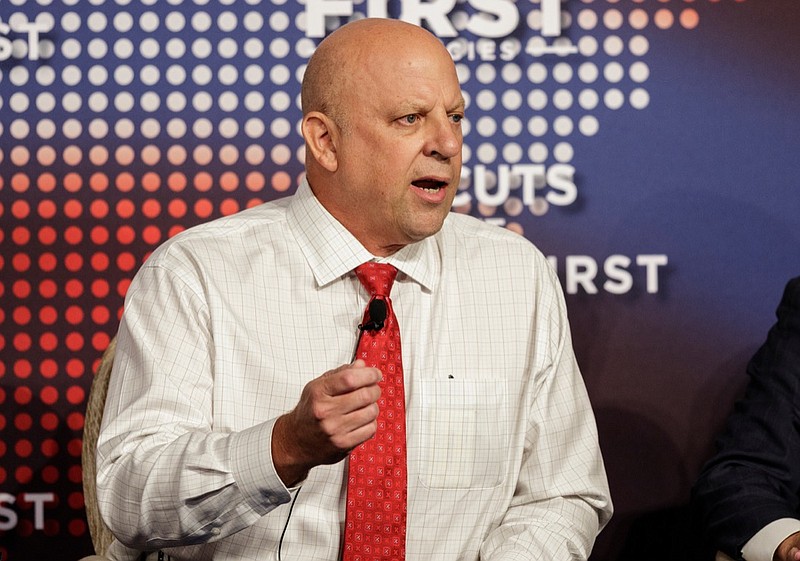 U.S. Rep. Scott DesJarlais sits on a panel during a tax policy event hosted by America First policies at Lee University's Pangle Hall on Saturday, July 21, 2018, in Cleveland, Tenn. Vice President Mike Pence was the keynote speaker at the event, which featured a panel of guests discussing the effects of President Donald Trump's tax bill.