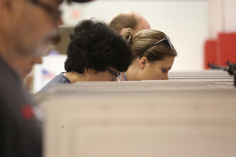 Whitney Goble votes Tuesday, November 6, 2018 at the City of Varnell Parks and Recreation in Varnell, Georgia.