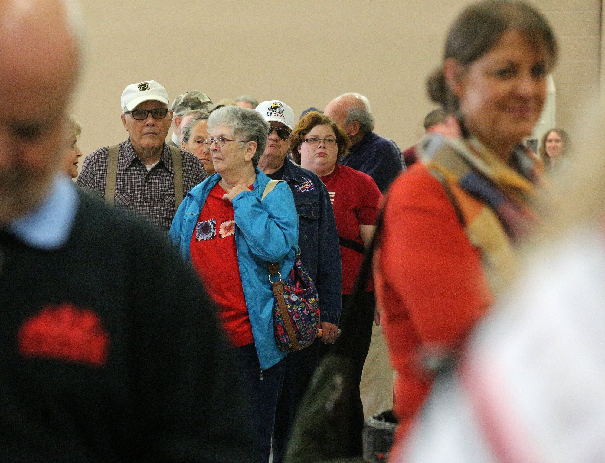 A crowd of people wait their turn to vote in fairly long lines Tuesday, November 6, 2018 at the Chattanooga Valley Church of the Nazarene in Flintstone, Georgia.