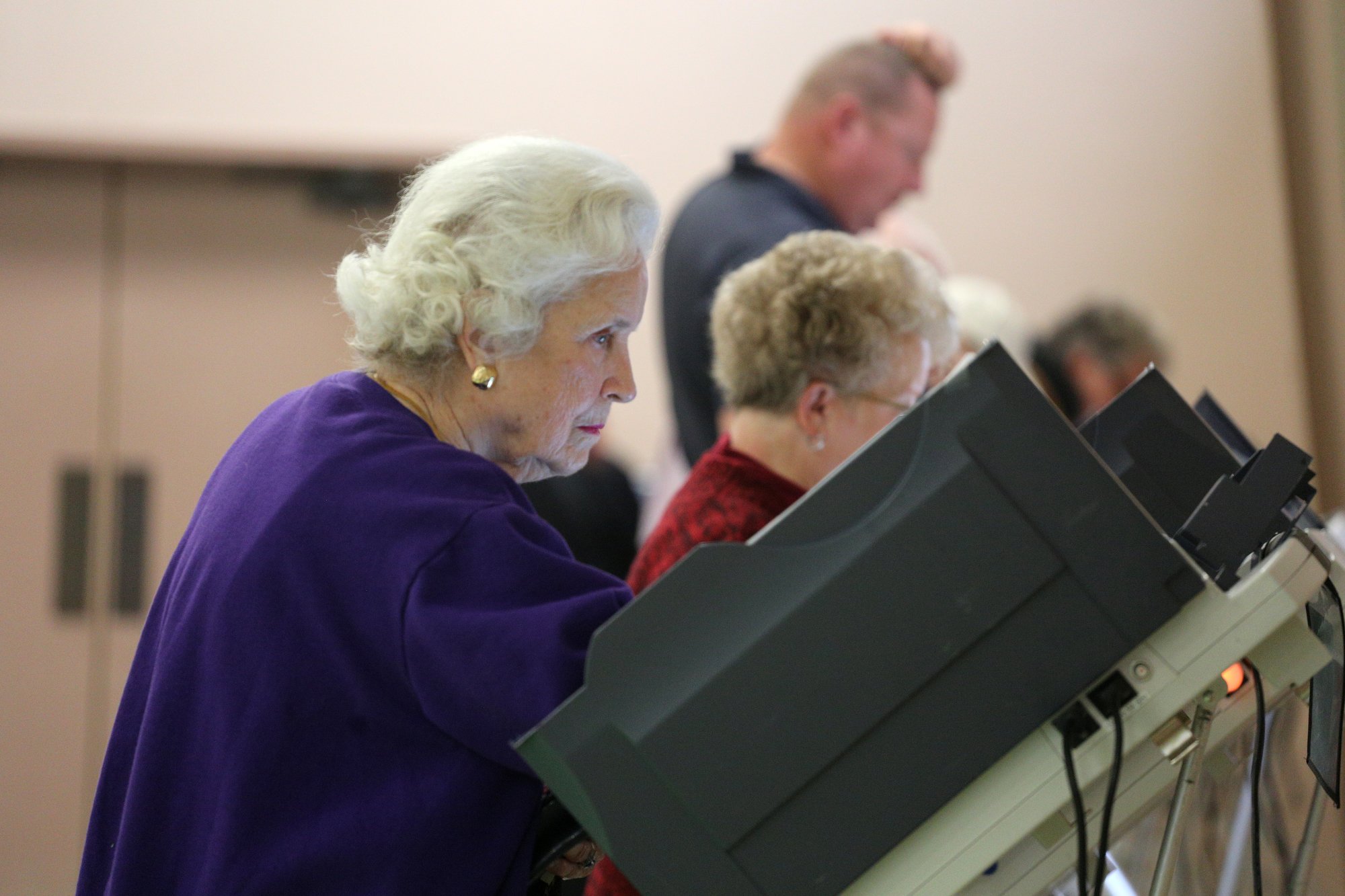 June Marsh votes Tuesday, November 6, 2018 at the Chattanooga Valley Church of the Nazarene in Flintstone, Georgia. Marsh said she votes in almost all, if not all, of the elections, and usually doesn't see the crowds she saw Tuesday. Marsh noted, 