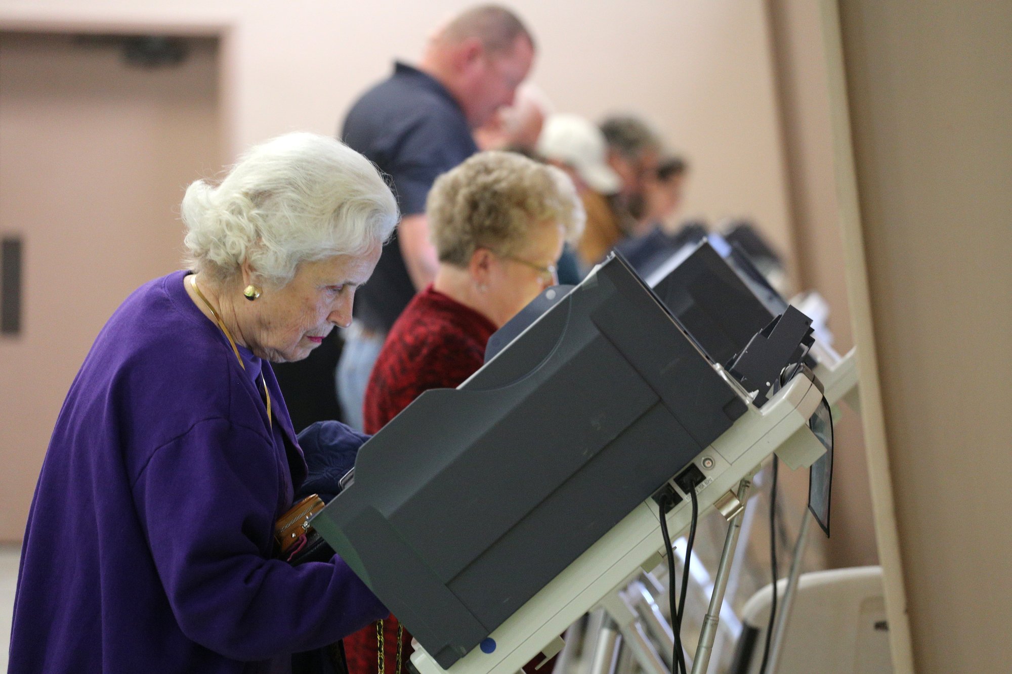 June Marsh votes Tuesday, November 6, 2018 at the Chattanooga Valley Church of the Nazarene in Flintstone, Georgia. Marsh said she votes in almost all, if not all, of the elections, and usually doesn't see the crowds she saw Tuesday. Marsh noted, 