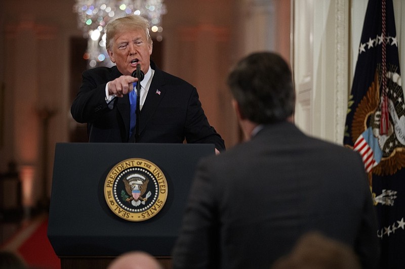 President Donald Trump speaks to CNN journalist Jim Acosta during a news conference in the East Room of the White House, Wednesday, Nov. 7, 2018, in Washington. (AP Photo/Evan Vucci)

