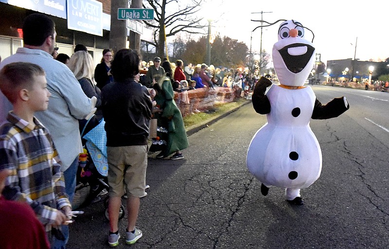 Olaf the snowman, from the Movie "Frozen, " was a highlight of the Red Bank Christmas Parade and Celebration at City Park on Dec. 2, 2017.