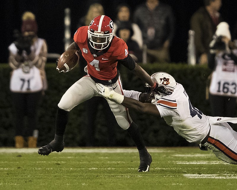 Georgia junior receiver Mecole Hardman had a 32-yard catch during last Saturday night's 27-10 home win over Auburn, but his biggest play was a 41-yard kickoff return after the Tigers had taken a 10-6 lead midway through the second quarter.