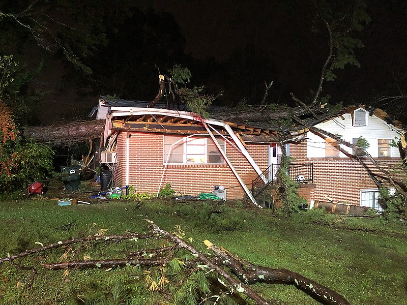 A Chattanooga man was injured after a tree fell on his family's home.