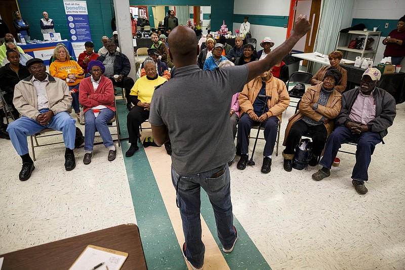 City Councilman Anthony Byrd speaks during a "Coffee with a Councilman" meeting at the Carver Youth and Family Development Center on Saturday, Nov. 17, 2018, in Chattanoga, Tenn. 