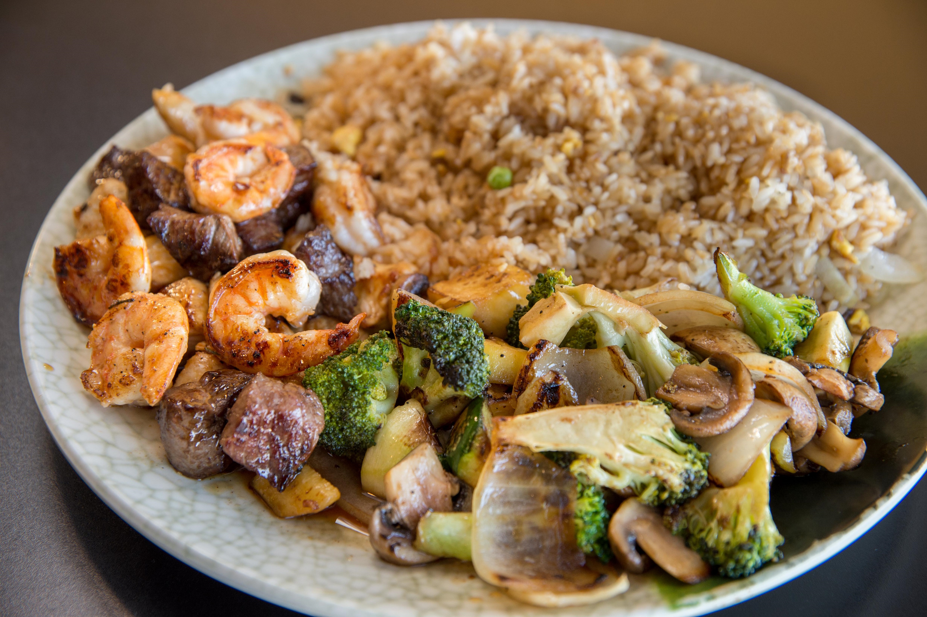 Soho Hibachi's steak and shrimp hibachi, hot, fresh and heaping.