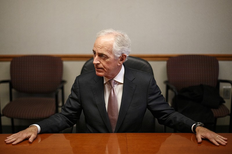 U.S. Senator Bob Corker meets with the Times Free Press editorial board for the final time as a sitting senator in the newsroom on Monday, Nov. 19, 2018 in Chattanooga, Tenn.
