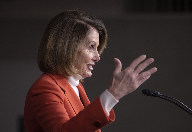 House Minority Leader Nancy Pelosi, D-Calif., talks to reporters during a news conference at the Capitol in Washington, Thursday, Nov. 15, 2018. (AP Photo/J. Scott Applewhite)