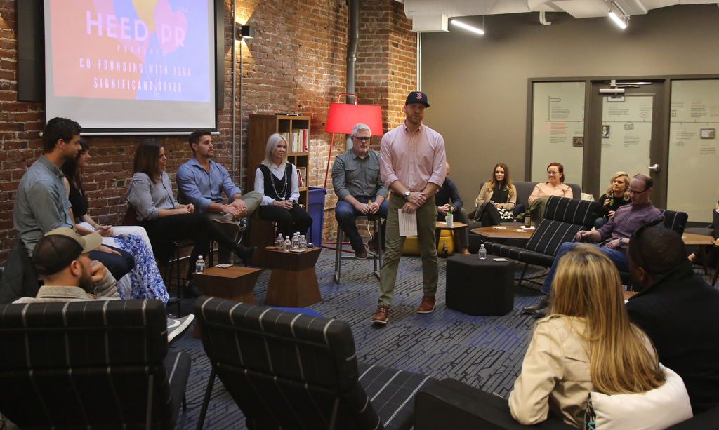 David Martin of Heed PR concludes the Startups with your Spouse session in the Tomorrow Building during Startup Week Monday, October 22, 2018 in Chattanooga, Tennessee. The panelists of the event spoke about the ups and downs of owning a business with their significant others.