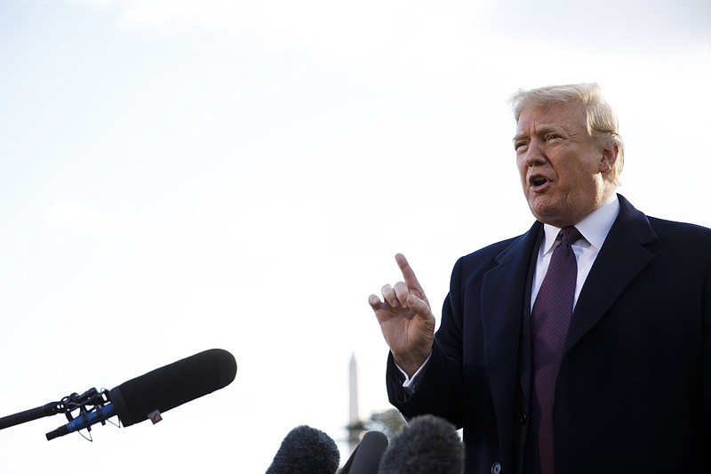 President Donald Trump speaks to the press in Washington, declaring loyalty to Saudi Arabia and asserting that the crown prince's culpability for Jamal Khashoggi's murder might never be known. (Tom Brenner/The New York Times)