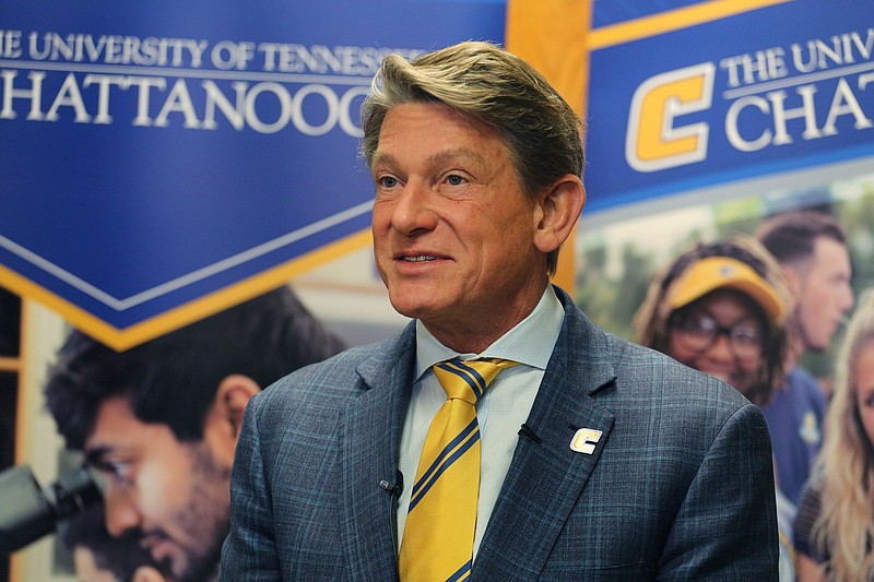 University of Tennessee System Interim President Randy Boyd talks about his priorities for his time as interim president during a press conference at the University of Tennessee at Chattanooga University Center Tuesday, November 27, 2018 in Chattanooga, Tenn. Boyd was appointed after former President Joe DiPietro announced his retirement in September.