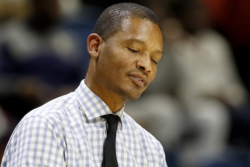 UTC men's basketball coach Lamont Paris reacts during a home game against Hiwassee on Nov. 27.