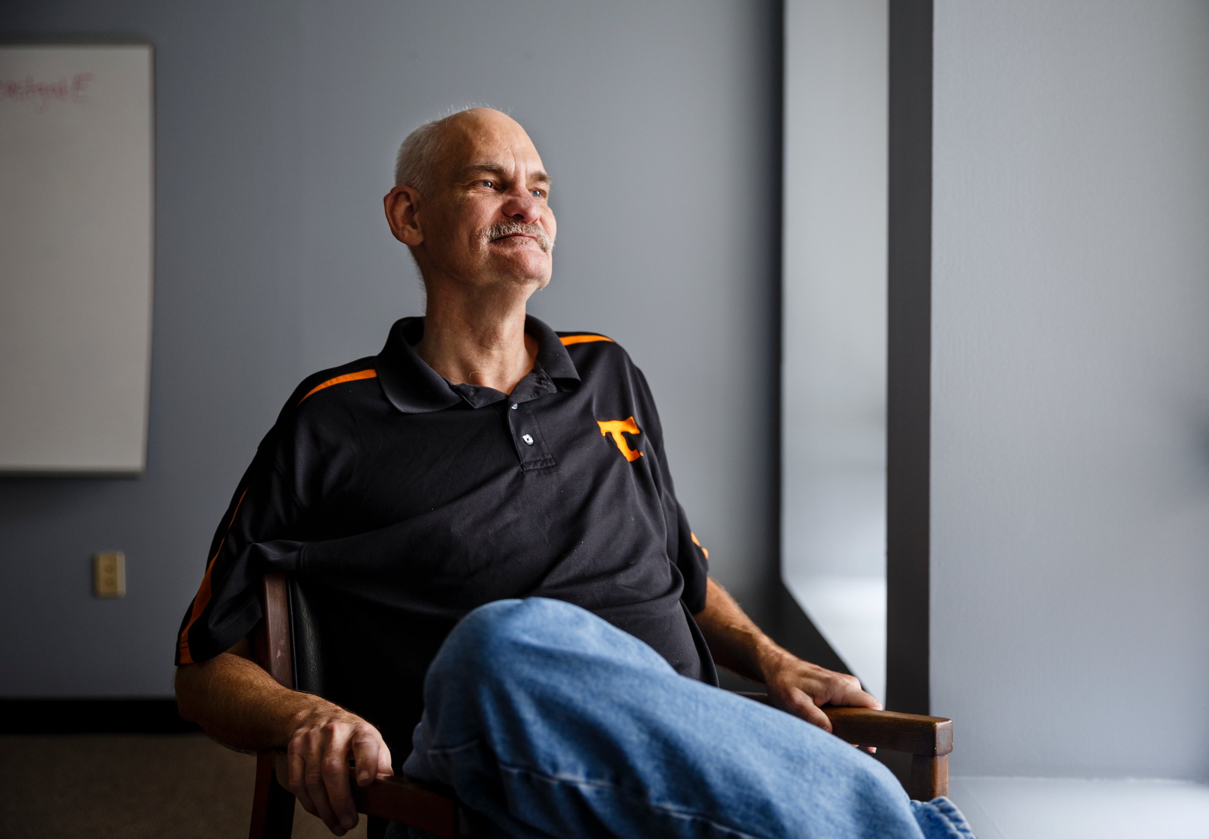Todd Barksdale poses for a portrait at the Partnership for Families, Children and Adults on Thursday, Nov. 29, 2018, in Chattanooga, Tenn. Mr. Barksdale received aid from the Neediest Cases Fund to help repair his truck after dedicating years of his own service to the Partnership for Families, Children and Adults' Services for the Deaf and Hard of Hearing program.