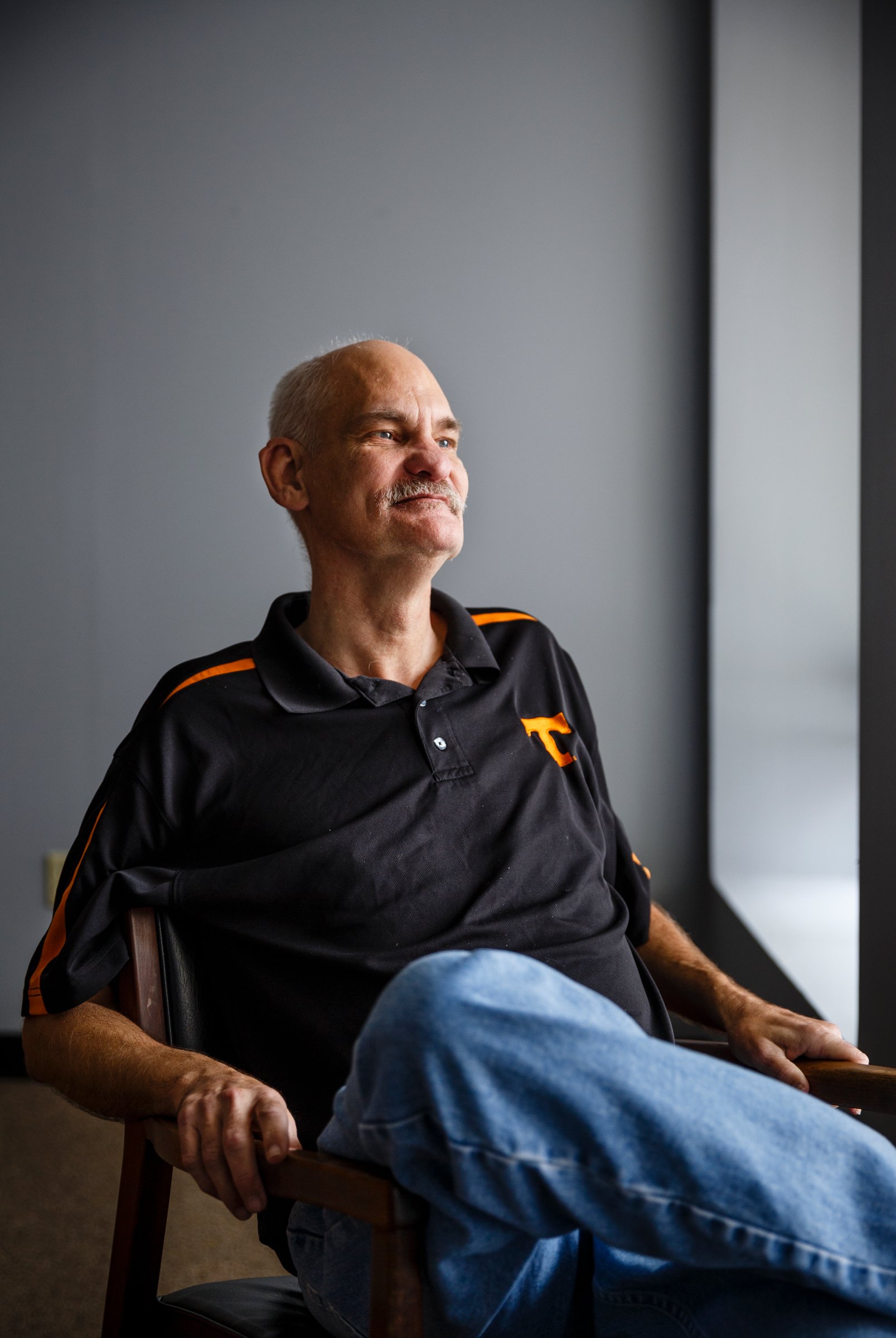 Todd Barksdale poses for a portrait at the Partnership for Families, Children and Adults on Thursday, Nov. 29, 2018, in Chattanooga, Tenn. Mr. Barksdale received aid from the Neediest Cases Fund to help repair his truck after dedicating years of his own service to the Partnership for Families, Children and Adults' Services for the Deaf and Hard of Hearing program.