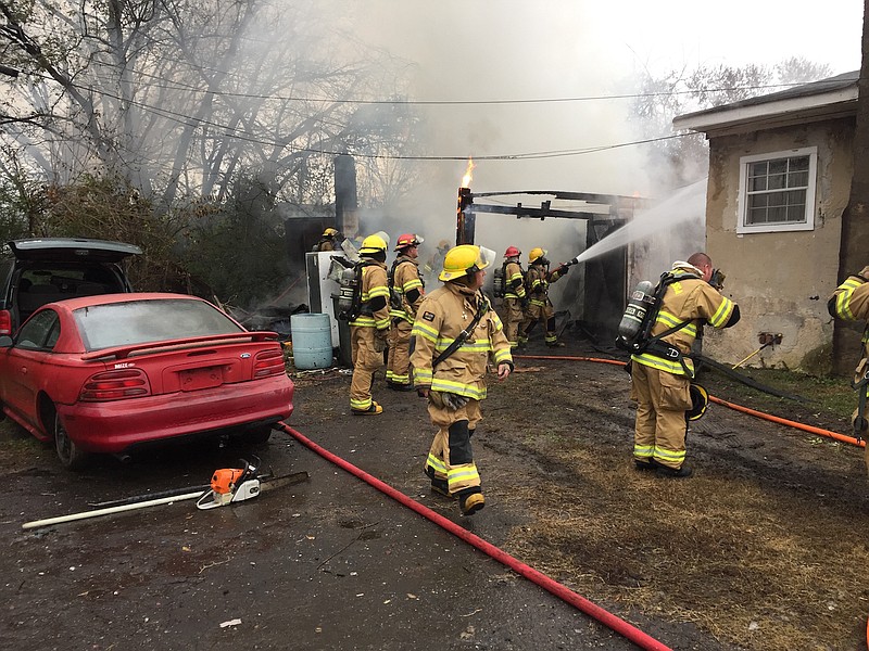 Photo by CFD Battalion Chief Chris Willmore. Firefighters responded to a garage fire Saturday afternoon. 


