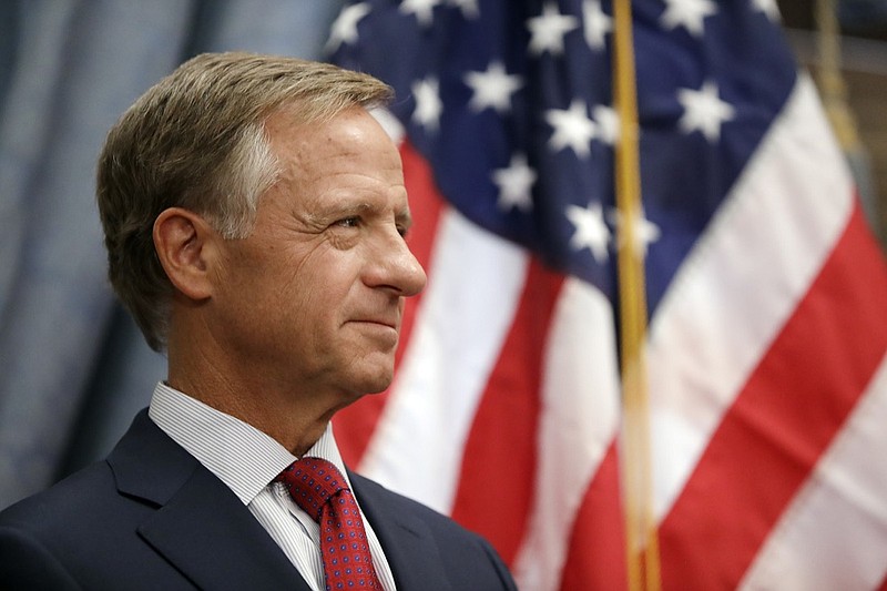 Tennessee Gov. Bill Haslam attends a news conference Wednesday, Nov. 7, 2018, in Nashville, Tenn. (AP Photo/Mark Humphrey)