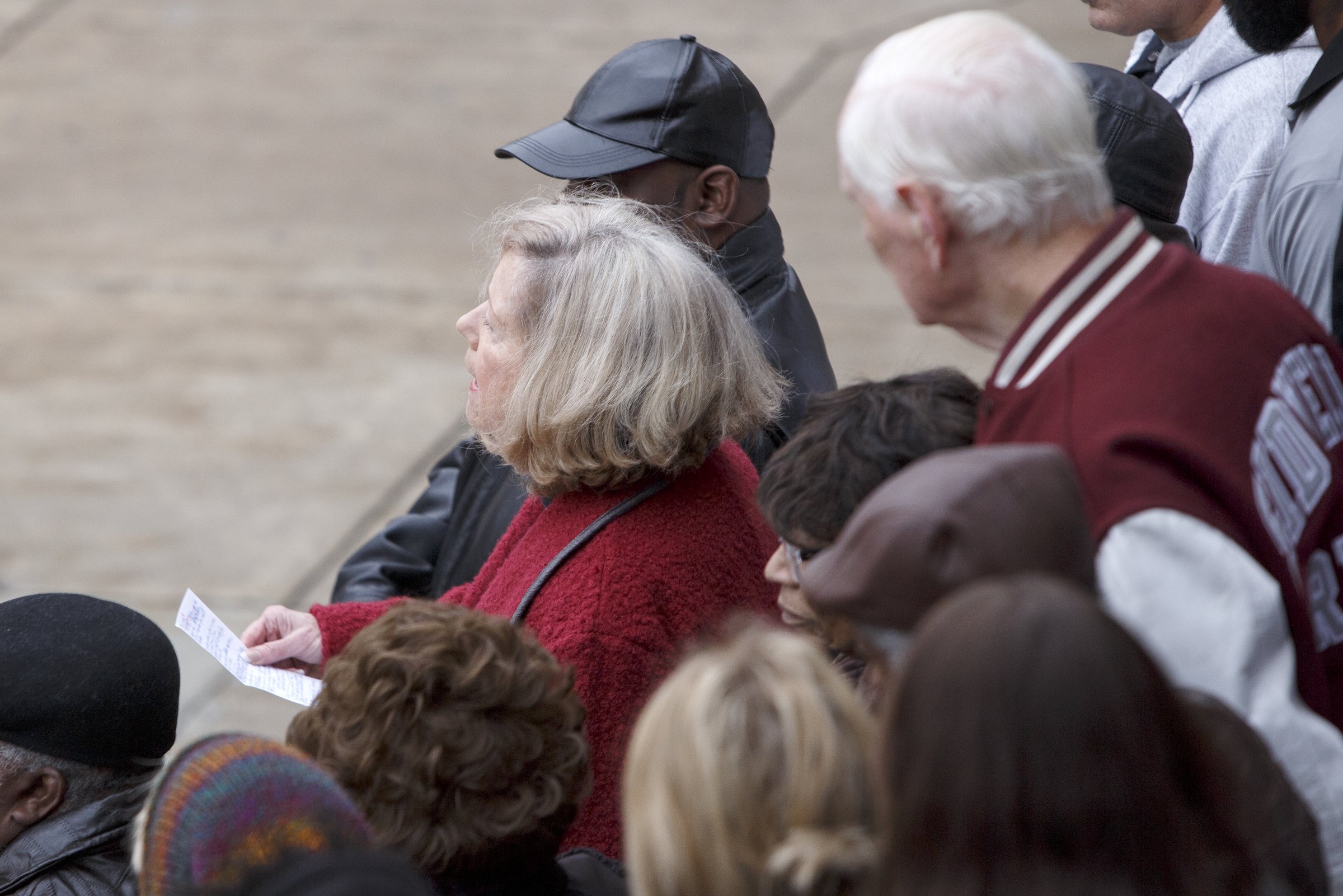 Unity Group of Chattanooga member and founder of Accountability for Taxpayer Money Helen Burns Sharp, center, speaks during a public statement by the Unity Group of Chattanooga about the former Harriet Tubman site on the steps of City Hall on Tuesday, Dec. 4, 2018 in Chattanooga, Tenn.