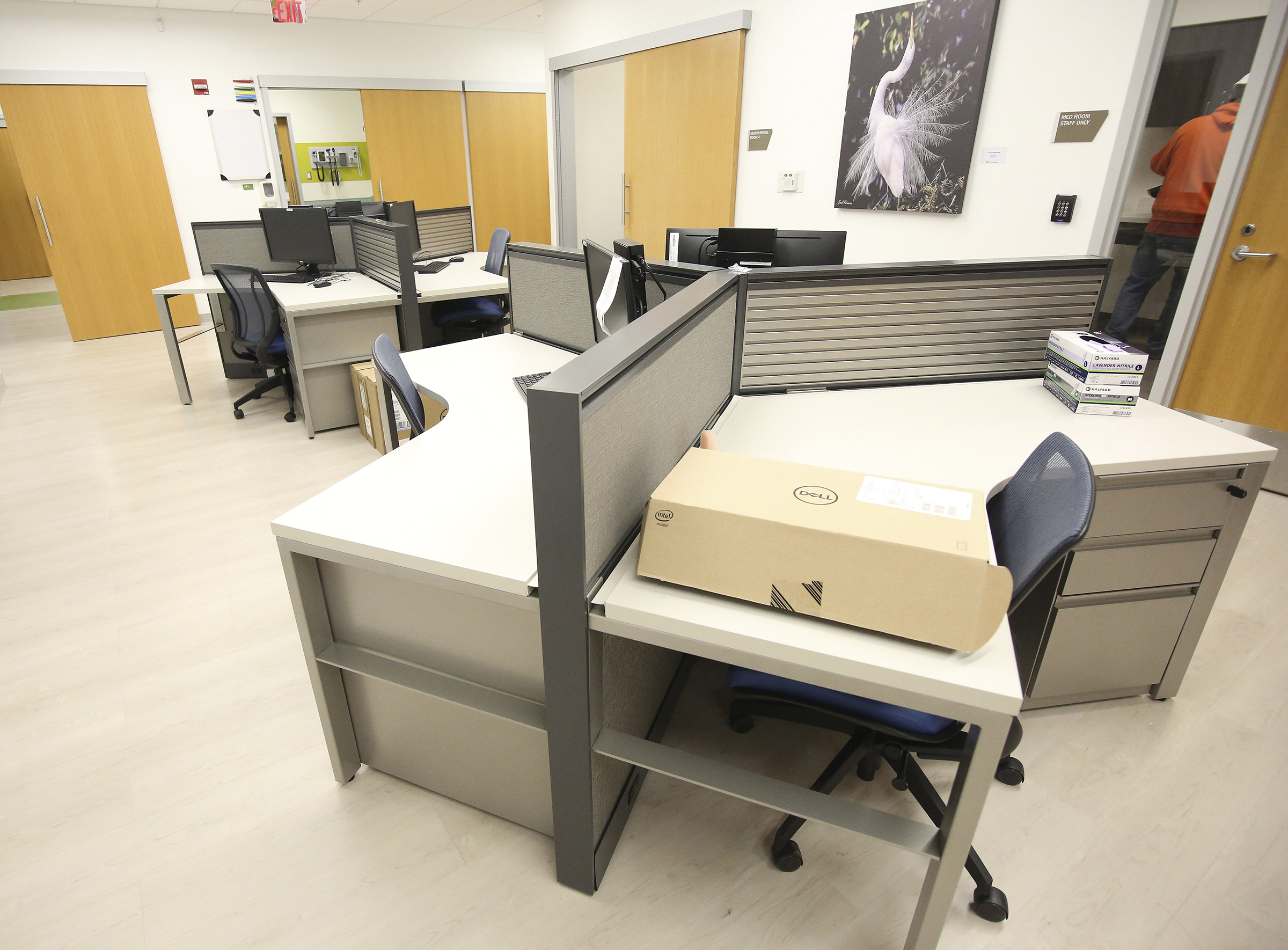 Staff photo by Erin O. Smith / In a separate area behind the patient rooms is another workspace at Erlanger's new children's outpatient center Wednesday, Nov. 28, 2018 in Chattanooga, Tennessee.