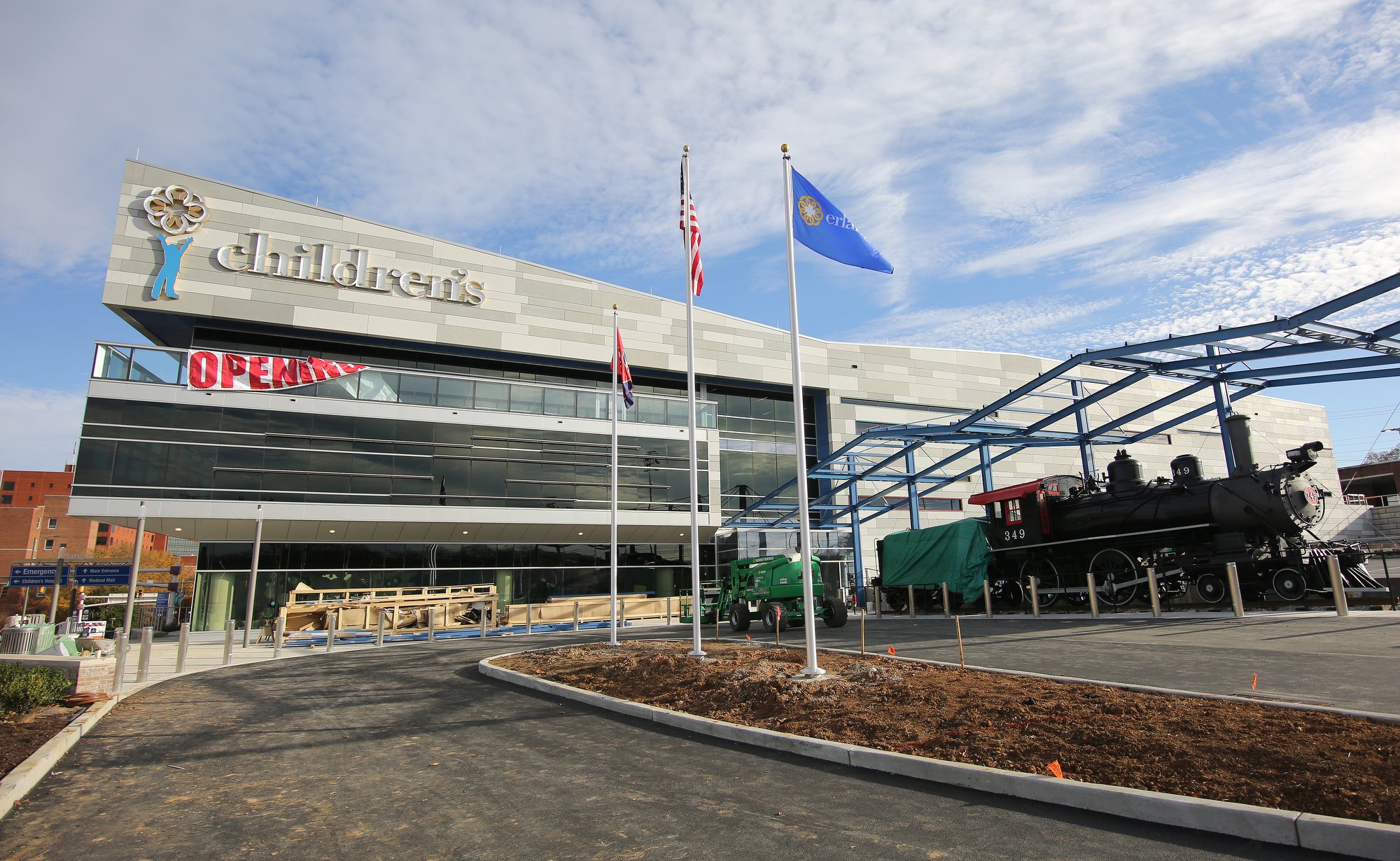 Staff photo by Erin O. Smith / Erlanger's new children's outpatient center is nearing completion Wednesday, Nov. 28, 2018 in Chattanooga, Tennessee. The center has incorporated several Chattanooga sites into the entryway of the facility.