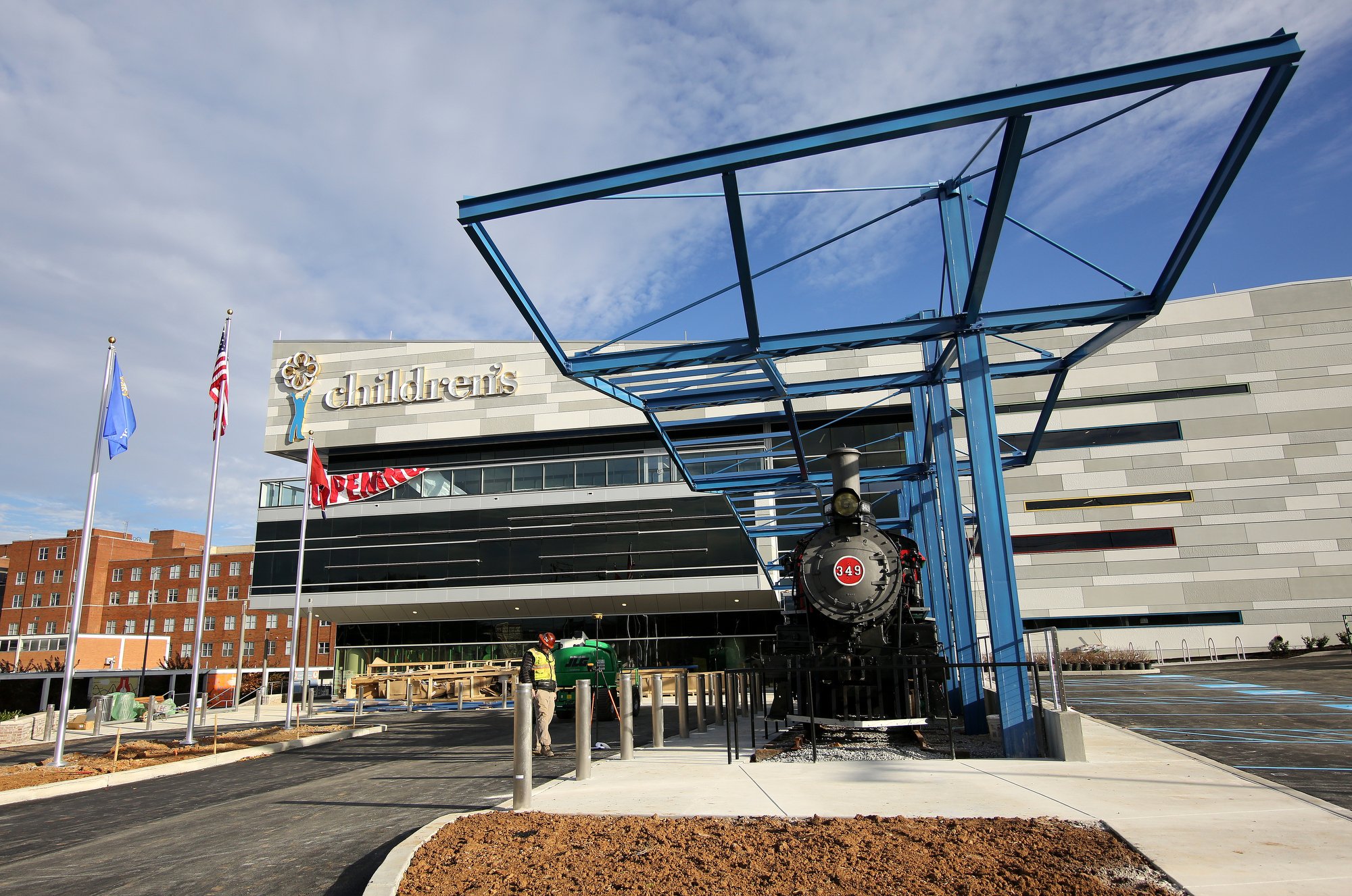 Staff photo by Erin O. Smith / Erlanger's new children's outpatient center is nearing completion Wednesday, Nov. 28, 2018, in Chattanooga, Tennessee. The center has incorporated several Chattanooga sites into the entryway of the facility.
