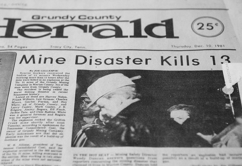 Staff Photo by Jeff Guenther / The Grundy County Herald Newspaper reported that thirteen coal miners  died on Dec. 8th, 1981 at the No. 21 mine of the Grundy Mining Company in Marion Co.  Six of those killed were from Grundy Co.  