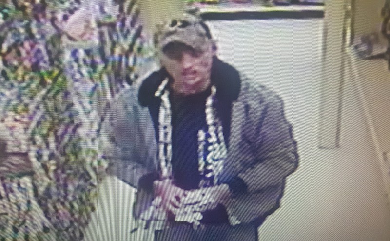 Dalton police suspect this man stole $200 worth of jewelry from the Hobby Lobby store on East Walnut Avenue on Tuesday, Dec. 4, 2018. (Surveillance photo provided by the Dalton Police Department)