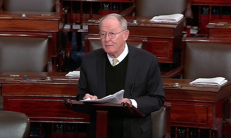 Tennessee's senior U.S. senator, Lamar Alexander, spoke from the Senate floor in Washington, D.C., Thursday, Dec. 6, 2018, to honor his colleague Bob Corker, who did not seek re-election to a third term and is leaving Congress. (Screenshot: youtube.com/watch?v=NCDIP3KutKo)