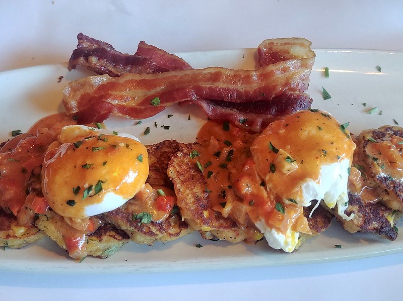 The seafood Johnny cakes at Bonefish Grill are a popular item on the brunch menu.
