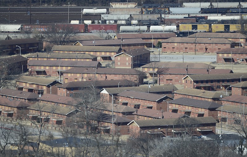 The former Harriet Tubman Homes site in East Chattanooga, as seen from Missionary Ridge, before its 2014 razing.