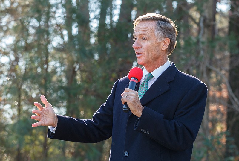 Gov. Bill Haslam speaks during a groundbreaking for the Mars Wrigley Confectionery Plant's expansion on Tuesday, Dec. 11, 2018, in Cleveland, Tenn. 