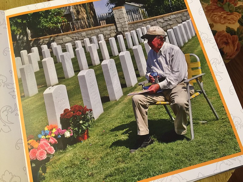 John McFalls, 92, visits the grave of his deceased wife Vivian, who died four years ago of brain cancer. (From a collection by Janet Newton and Donna Bowlick)