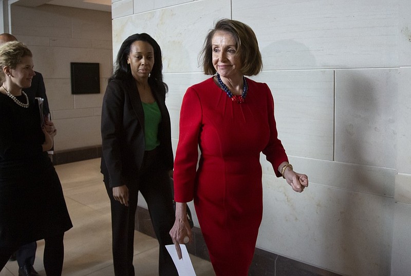 House Democratic Leader Nancy Pelosi of California, walks past reporters at the Capitol after a classified briefing by CIA Director Gina Haspel to the House leadership about the murder of journalist Jamal Khashoggi and the involvement by the Saudi crown prince, Mohammed bin Salman, on Capitol Hill in Washington, Wednesday, Dec. 12, 2018. (AP Photo/J. Scott Applewhite)