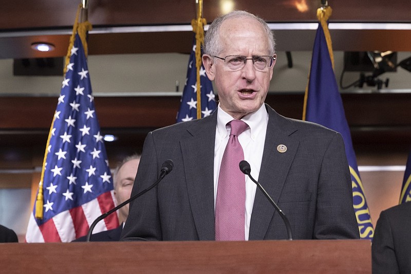 In this May 16, 2018, file photo, House Agriculture Committee Chairman Mike Conaway, R-Texas, speaks about the farm bill during a news conference on Capitol Hill in Washington. The House easily passed on Dec. 12, the farm bill, a massive legislative package that reauthorizes agriculture programs and food aid. (AP Photo/J. Scott Applewhite, File)