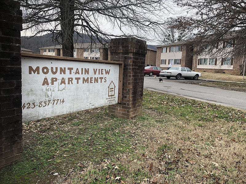 The entrance to Mountain View Apartments at the end of Hamilton Avenue in the Richard City area of South Pittsburg is shown. At their most recent meeting, South Pittsburg leaders discussed ways to address the dilapidated conditions of the apartment complex.