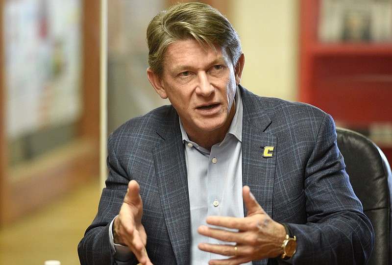 Interim President of the University of Tennessee system, Randy Boyd, visited the Times Free Press on December 18, 2018.  
